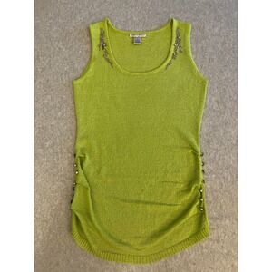 Alberto Makali Tank Top Womens M Acrylic Blend Knit Stretch Beaded Mint‎ Green